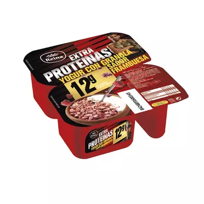Yogur extra proteínas Reina pack 2 con granola sabor frambuesa
