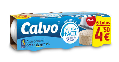 At&uacute;n claro en aceite de girasol Calvo pack 6