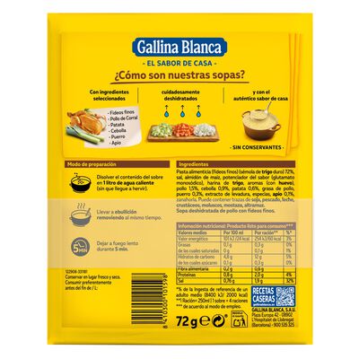 Sopa Gallina Blanca pack 3u pollo con fideos