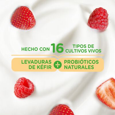 K&eacute;fir cremoso y suave con sabor a fresa y frambuesa Danone 100 gramos