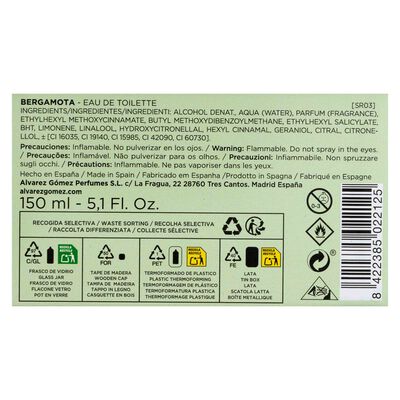 Agua fresca de flores Álvarez Gómez 175ml bergamota