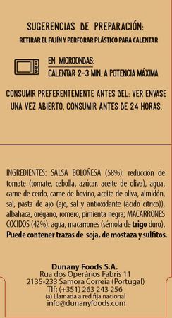 Macarrones Dunany 280g boloñesa