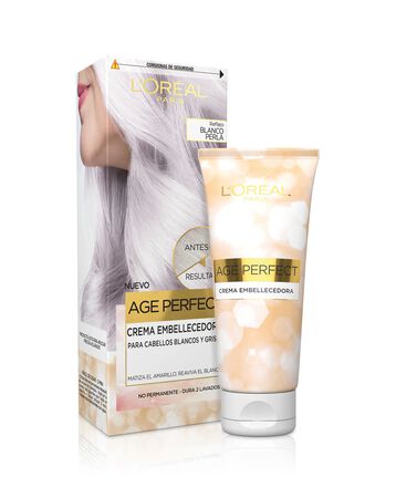 Crema embellecedora L'Oréal blanco perla para cabello blanco y gris