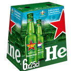 Cerveza rubia especial Heineken pack 6 botellas 25cl