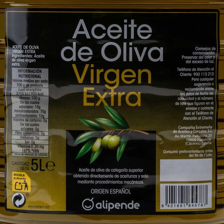 Aceite oliva virgen extra nacional Alipende garrafa 5l