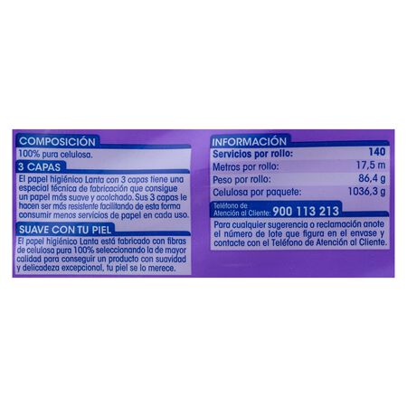 Papel higiénico Lanta 12 rollos 3 capas perfumado