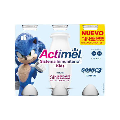 Actimel natural sin az&uacute;cares a&ntilde;adidos pack kids de 6x100g