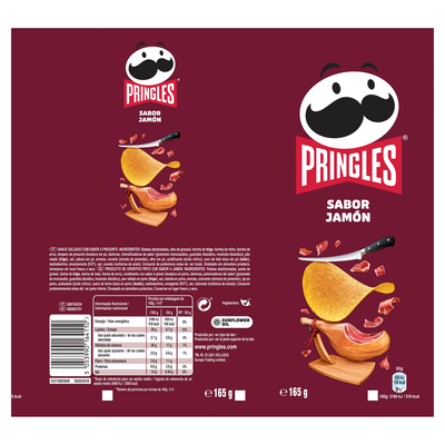 Snack de patatas sabor jamón Pringles 165g