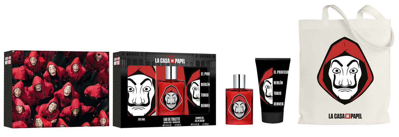 Estuche de colonia La Casa de Papel EDT 100ML + GEL + BOLSA
