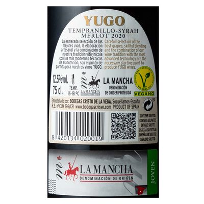 Vino tinto DO La Mancha Yugo tempranillo