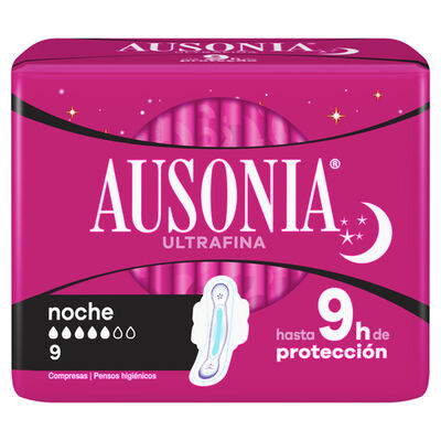 Compresas con alas Ausonia 9 uds noche