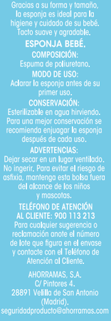 Esponja Bodyplus beb&eacute; colores surtidos