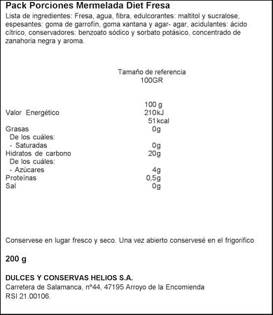 Mermelada sin azucar añadido Helios pack 10 fresa