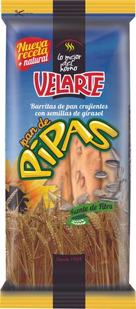 Barritas con pipas y semillas de girasol pan Velarte 80g