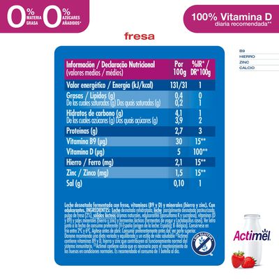 Actimel 0% MG pack 6 sabor fresa