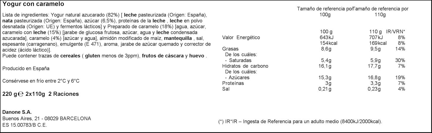 Yogur estilo griego Oikos pack 2 caramelo