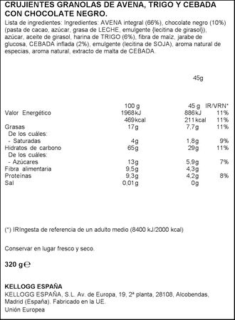 Cereales de Avena y cholocate negro Granola Special K Kellogg's 320 gr