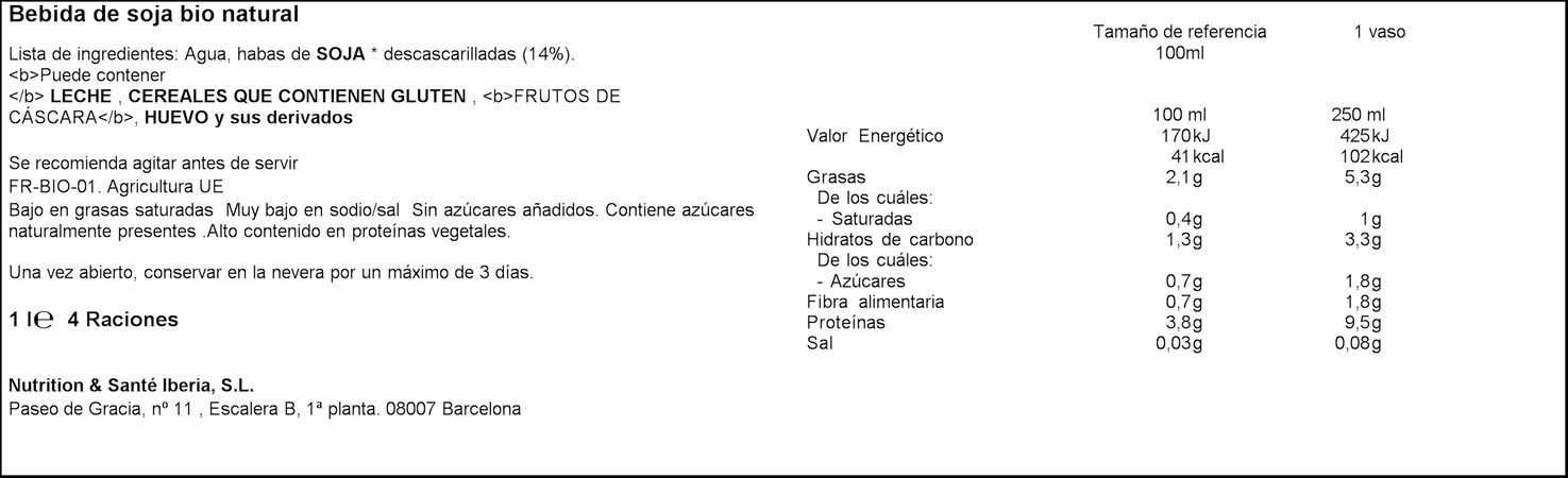 Bebida de soja Gerblé 1l