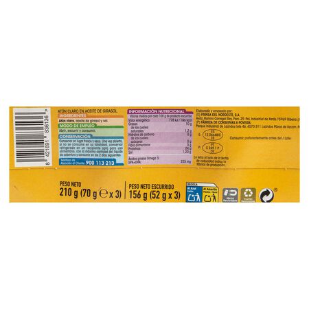 Atún claro Alipende pack 3 en aceite girasol