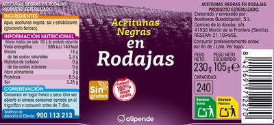 Aceitunas en rodajas Alipende 105g negra
