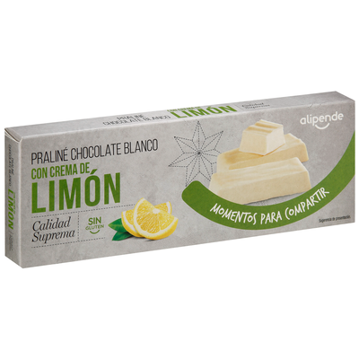 Pralin&eacute; con chocolate blanco y crema de lim&oacute;n Alipende 150g