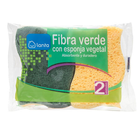 Estropajo con esponja Lanta 2 uds vegetal