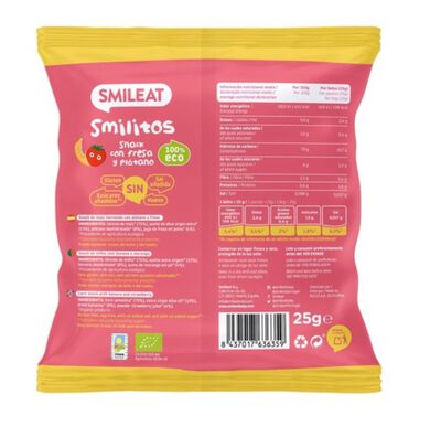 Smilitos fresa pl&aacute;tano Eco 25g Smileat