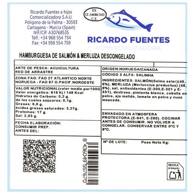 Hamburguesa Fuentes 160g Salmón/Merluza