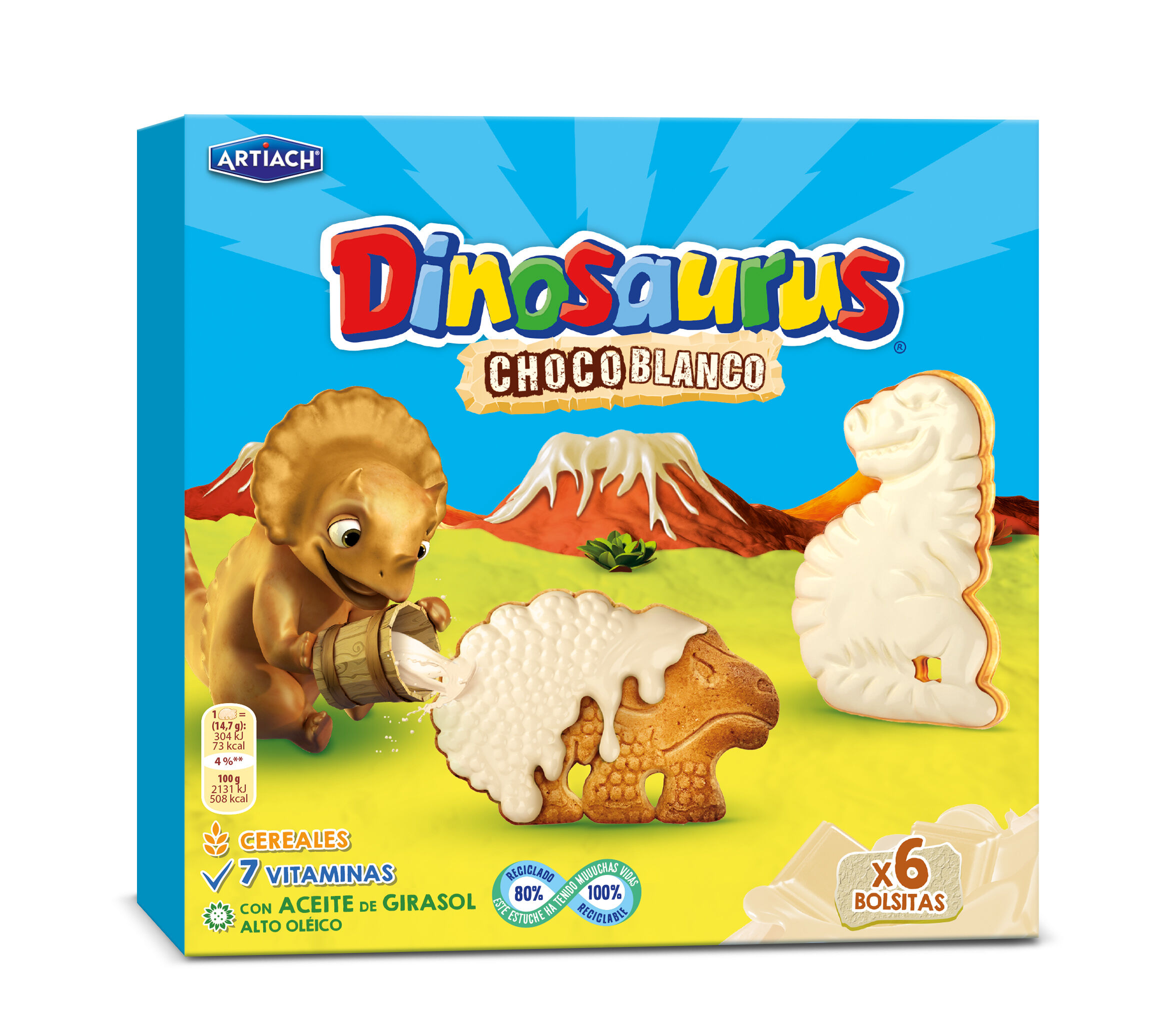 Galletas de chocolate blanco Dinosaurus 264g