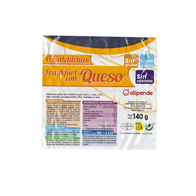 Salchicha frankfurt con queso Alipende 140g pack 4 uds