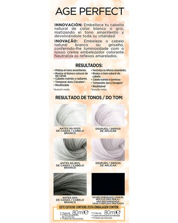 Crema embellecedora L'Oréal blanco perla para cabello blanco y gris