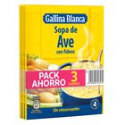 Sopa Gallina Blanca pack 3 unidades ave con fideos