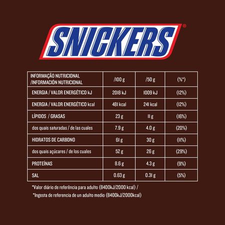 Chocolatina Snickers 3u rellena de crema de cacahuete