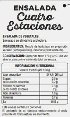 Ensalada cuatro estaciones Alipende 250g