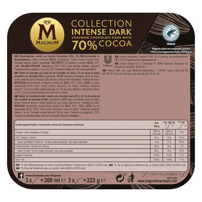 Helado Magnum intense dark 70% 3 uds