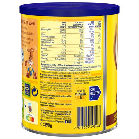 Cacao instantáneo sin gluten Nesquik 390g