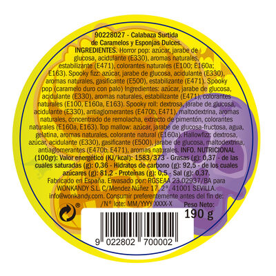 Golosina Halloween Calabaza Wonkandy 190gr