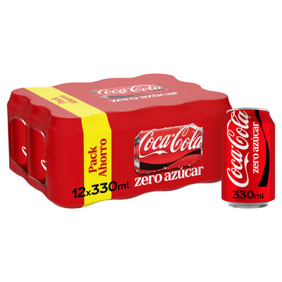 Refresco cola Coca-Cola lata 33cl pack 12 zero az&uacute;car