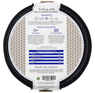 Tortilla de patata con cebolla La Tortillería a tu gusto 600g
