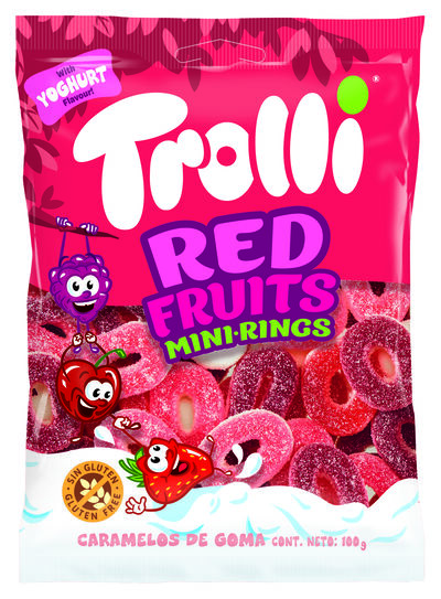 Golosina sin gluten con sabor a frutas rojas Trolli 100g