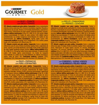 Comida h&uacute;meda gato Purina carne verduras pack 8