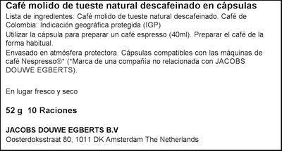 Cápsulas de café L'OR Espresso Decaffeinato 10 cápsulas 