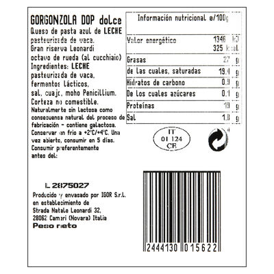 Queso gorgonzola DOP Gran Riserva Leonardi