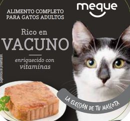 Comida húmeda gato Meque tarrina rico en vacuno 100g