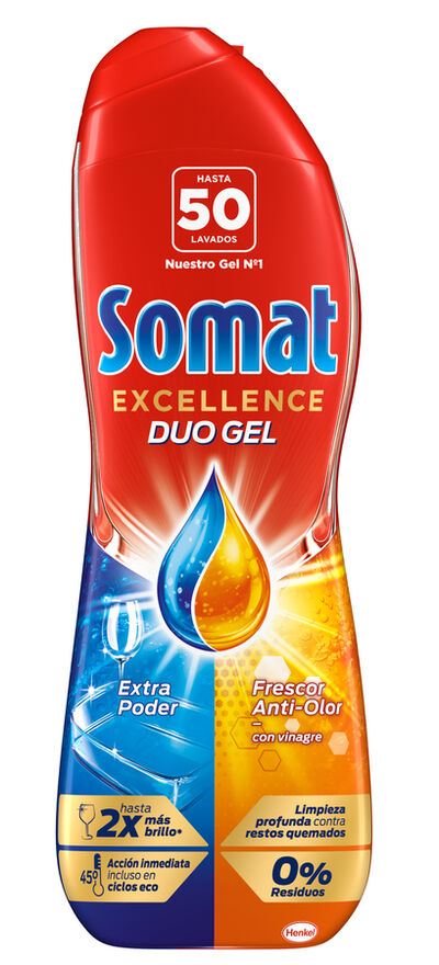 Lavavajillas en gel Somat 50 lavados Excellence Duo Anti-olor