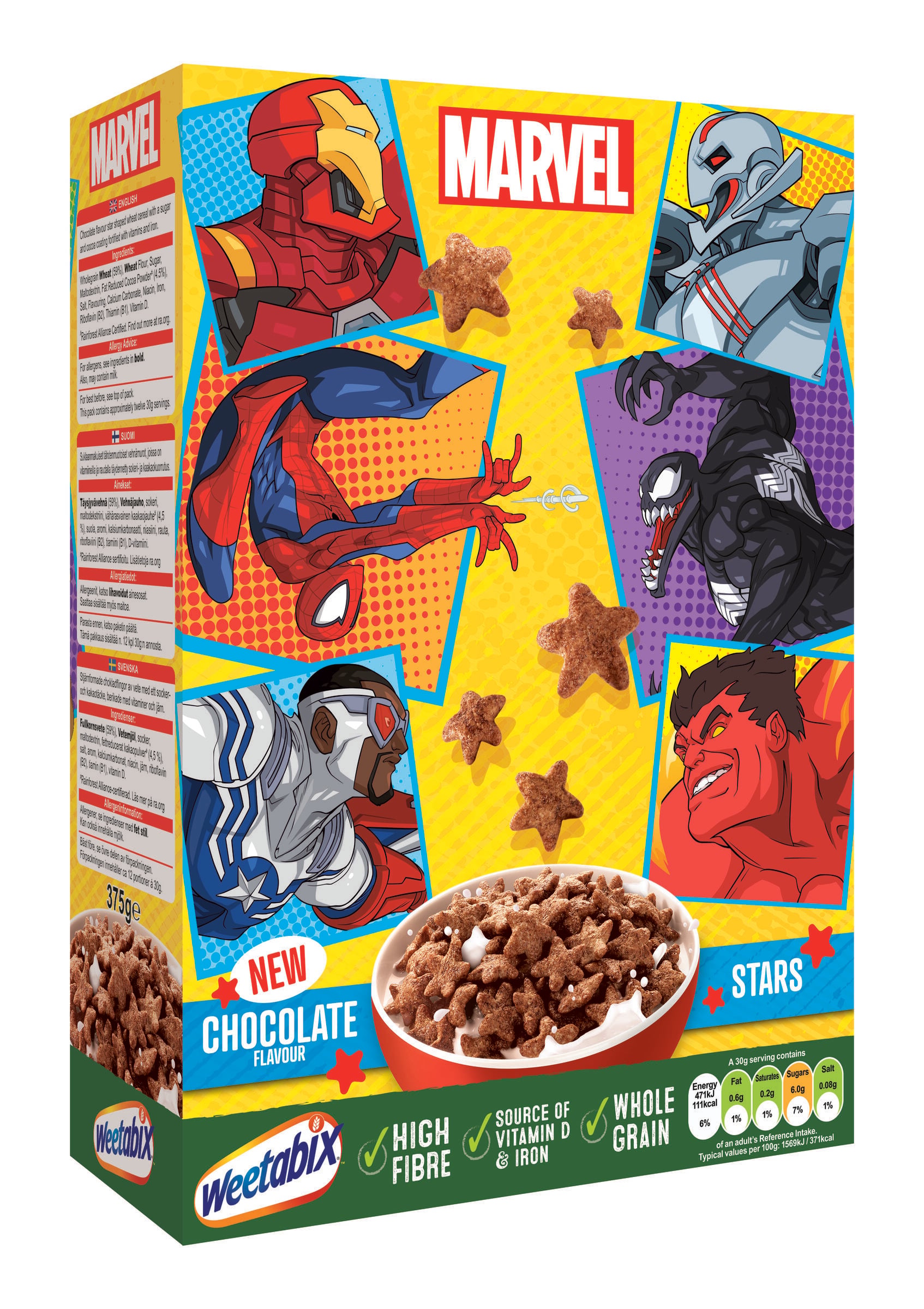 Cereales con chocolate Weetabix Marvel Stars 375g