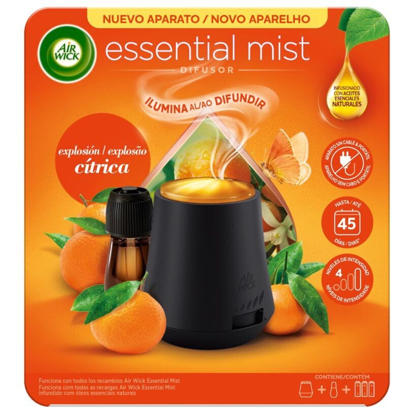 Ambientador con 3 pilas Airwick essential mist aparato cítrico