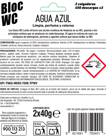Bloc wc con acci&oacute;n continua de limpieza que limpia perfuma y colorea Lanta 2x40 g