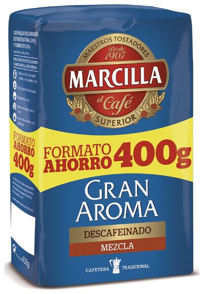 Caf&eacute; molido descafeinado mezcla Marcilla 400g