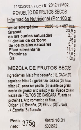 Cóctel revuelto de frutos secos Alipende 375g
